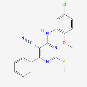 molecular formula C19H15ClN4OS B7834033 4-[(5-Chloro-2-methoxyphenyl)amino]-2-(methylthio)-6-phenylpyrimidine-5-carbonitrile 