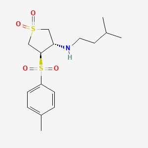 molecular formula C16H25NO4S2 B7834218 (3S,4R)-N-(3-methylbutyl)-4-[(4-methylphenyl)sulfonyl]tetrahydrothiophen-3-amine 1,1-dioxide 