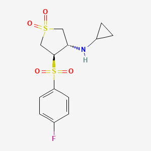 molecular formula C13H16FNO4S2 B7834228 (3S,4R)-N-cyclopropyl-4-[(4-fluorophenyl)sulfonyl]tetrahydrothiophen-3-amine 1,1-dioxide 