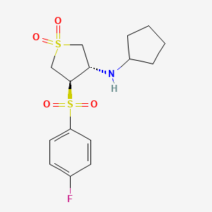 molecular formula C15H20FNO4S2 B7834253 (3S,4R)-N-cyclopentyl-4-[(4-fluorophenyl)sulfonyl]tetrahydrothiophen-3-amine 1,1-dioxide 