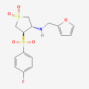 molecular formula C15H16FNO5S2 B7834257 {(3S,4R)-4-[(4-fluorophenyl)sulfonyl]-1,1-dioxidotetrahydro-3-thienyl}(2-furylmethyl)amine 