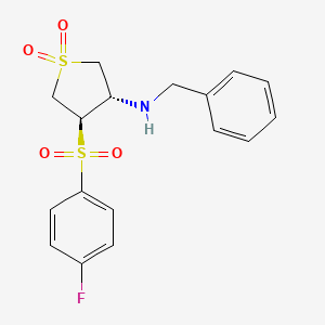 molecular formula C17H18FNO4S2 B7834259 (3S,4R)-N-benzyl-4-[(4-fluorophenyl)sulfonyl]tetrahydrothiophen-3-amine 1,1-dioxide 