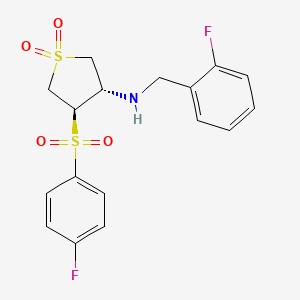 molecular formula C17H17F2NO4S2 B7834279 (2-fluorobenzyl){(3S,4R)-4-[(4-fluorophenyl)sulfonyl]-1,1-dioxidotetrahydro-3-thienyl}amine 