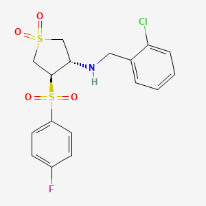 molecular formula C17H17ClFNO4S2 B7834290 (2-chlorobenzyl){(3S,4R)-4-[(4-fluorophenyl)sulfonyl]-1,1-dioxidotetrahydro-3-thienyl}amine 