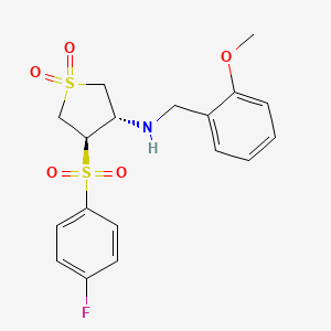 molecular formula C18H20FNO5S2 B7834293 {(3S,4R)-4-[(4-fluorophenyl)sulfonyl]-1,1-dioxidotetrahydro-3-thienyl}(2-methoxybenzyl)amine 