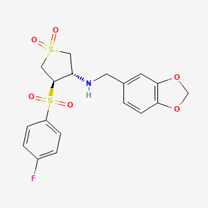 molecular formula C18H18FNO6S2 B7834309 (1,3-benzodioxol-5-ylmethyl){(3S,4R)-4-[(4-fluorophenyl)sulfonyl]-1,1-dioxidotetrahydro-3-thienyl}amine 