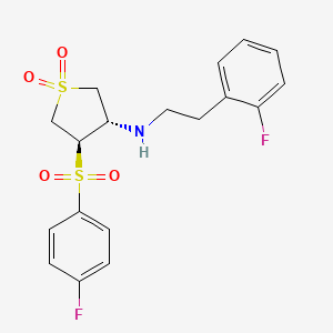 molecular formula C18H19F2NO4S2 B7834329 [2-(2-fluorophenyl)ethyl]{(3S,4R)-4-[(4-fluorophenyl)sulfonyl]-1,1-dioxidotetrahydro-3-thienyl}amine 