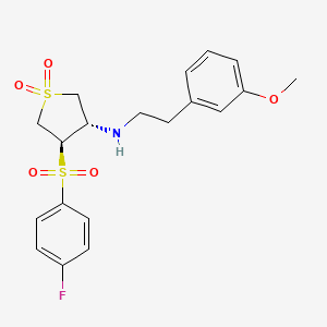 molecular formula C19H22FNO5S2 B7834340 {(3S,4R)-4-[(4-fluorophenyl)sulfonyl]-1,1-dioxidotetrahydro-3-thienyl}[2-(3-methoxyphenyl)ethyl]amine 