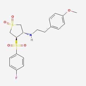 molecular formula C19H22FNO5S2 B7834343 {(3S,4R)-4-[(4-fluorophenyl)sulfonyl]-1,1-dioxidotetrahydro-3-thienyl}[2-(4-methoxyphenyl)ethyl]amine 