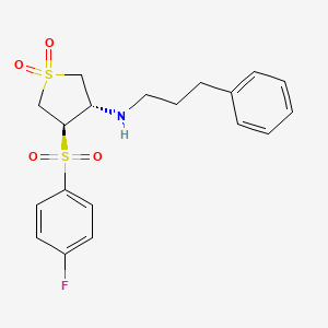 molecular formula C19H22FNO4S2 B7834389 {(3S,4R)-4-[(4-fluorophenyl)sulfonyl]-1,1-dioxidotetrahydro-3-thienyl}(3-phenylpropyl)amine 