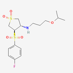 molecular formula C16H24FNO5S2 B7834396 {(3S,4R)-4-[(4-fluorophenyl)sulfonyl]-1,1-dioxidotetrahydro-3-thienyl}(3-isopropoxypropyl)amine 