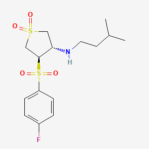 molecular formula C15H22FNO4S2 B7834415 {(3S,4R)-4-[(4-fluorophenyl)sulfonyl]-1,1-dioxidotetrahydro-3-thienyl}(3-methylbutyl)amine 