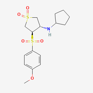 molecular formula C16H23NO5S2 B7834439 (3S,4R)-N-cyclopentyl-4-[(4-methoxyphenyl)sulfonyl]tetrahydrothiophen-3-amine 1,1-dioxide 