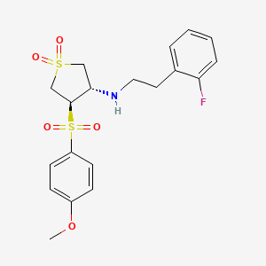 molecular formula C19H22FNO5S2 B7834458 [2-(2-fluorophenyl)ethyl]{(3S,4R)-4-[(4-methoxyphenyl)sulfonyl]-1,1-dioxidotetrahydro-3-thienyl}amine 