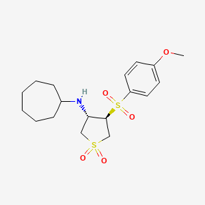 molecular formula C18H27NO5S2 B7834461 (3S,4R)-N-cycloheptyl-4-[(4-methoxyphenyl)sulfonyl]tetrahydrothiophen-3-amine 1,1-dioxide 