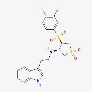 molecular formula C21H23FN2O4S2 B7834474 {(3S,4R)-4-[(4-fluoro-3-methylphenyl)sulfonyl]-1,1-dioxidotetrahydro-3-thienyl}[2-(1H-indol-3-yl)ethyl]amine 