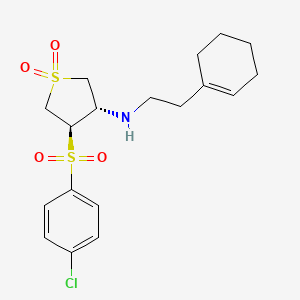 molecular formula C18H24ClNO4S2 B7834485 {(3S,4R)-4-[(4-chlorophenyl)sulfonyl]-1,1-dioxidotetrahydro-3-thienyl}(2-cyclohex-1-en-1-ylethyl)amine 