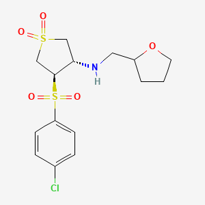 molecular formula C15H20ClNO5S2 B7834491 {(3S,4R)-4-[(4-chlorophenyl)sulfonyl]-1,1-dioxidotetrahydro-3-thienyl}(tetrahydrofuran-2-ylmethyl)amine 