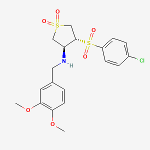 molecular formula C19H22ClNO6S2 B7834499 {(3S,4R)-4-[(4-chlorophenyl)sulfonyl]-1,1-dioxidotetrahydro-3-thienyl}(3,4-dimethoxybenzyl)amine 