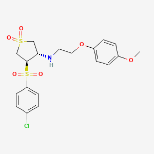 molecular formula C19H22ClNO6S2 B7834505 {(3S,4R)-4-[(4-chlorophenyl)sulfonyl]-1,1-dioxidotetrahydro-3-thienyl}[2-(4-methoxyphenoxy)ethyl]amine 