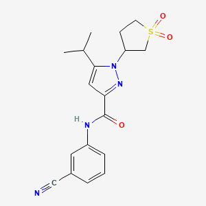 molecular formula C18H20N4O3S B7834509 N-(3-cyanophenyl)-1-(1,1-dioxidotetrahydro-3-thienyl)-5-isopropyl-1H-pyrazole-3-carboxamide 