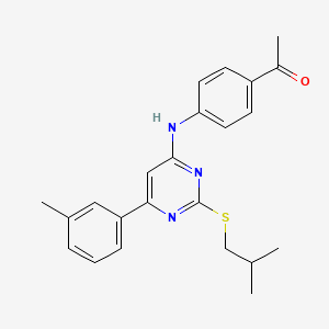 molecular formula C23H25N3OS B7834522 1-(4-{[2-(Isobutylthio)-6-(3-methylphenyl)pyrimidin-4-yl]amino}phenyl)ethanone 