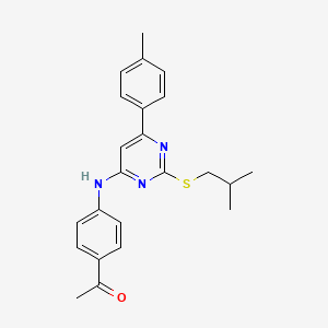 molecular formula C23H25N3OS B7834532 1-(4-{[2-(Isobutylthio)-6-(4-methylphenyl)pyrimidin-4-yl]amino}phenyl)ethanone 
