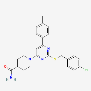 1-[2-[(4-Chlorobenzyl)thio]-6-(4-methylphenyl)pyrimidin-4-yl]piperidine-4-carboxamide