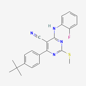 4-(4-Tert-butylphenyl)-6-[(2-fluorophenyl)amino]-2-(methylthio)pyrimidine-5-carbonitrile
