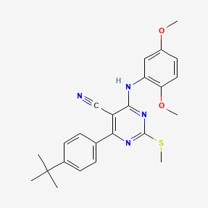 4-(4-Tert-butylphenyl)-6-[(2,5-dimethoxyphenyl)amino]-2-(methylthio)pyrimidine-5-carbonitrile