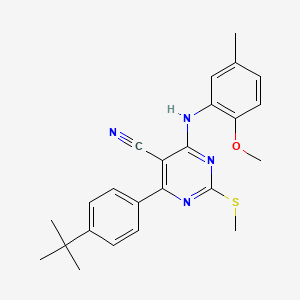 molecular formula C24H26N4OS B7834605 4-(4-Tert-butylphenyl)-6-[(2-methoxy-5-methylphenyl)amino]-2-(methylthio)pyrimidine-5-carbonitrile 