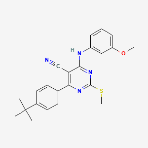 molecular formula C23H24N4OS B7834618 4-(4-Tert-butylphenyl)-6-[(3-methoxyphenyl)amino]-2-(methylthio)pyrimidine-5-carbonitrile 
