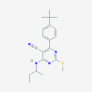 molecular formula C20H26N4S B7834635 4-(Sec-butylamino)-6-(4-tert-butylphenyl)-2-(methylthio)pyrimidine-5-carbonitrile 