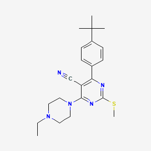 4-(4-Tert-butylphenyl)-6-(4-ethylpiperazin-1-yl)-2-(methylthio)pyrimidine-5-carbonitrile