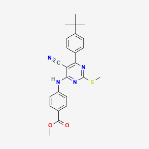 molecular formula C24H24N4O2S B7834661 Methyl 4-{[6-(4-tert-butylphenyl)-5-cyano-2-(methylthio)pyrimidin-4-yl]amino}benzoate 