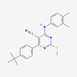 molecular formula C24H26N4S B7834669 4-(4-Tert-butylphenyl)-6-[(3,4-dimethylphenyl)amino]-2-(methylthio)pyrimidine-5-carbonitrile 