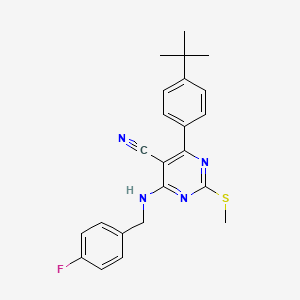 molecular formula C23H23FN4S B7834686 4-(4-Tert-butylphenyl)-6-[(4-fluorobenzyl)amino]-2-(methylthio)pyrimidine-5-carbonitrile 