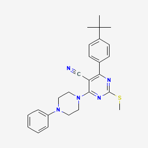 molecular formula C26H29N5S B7834699 4-(4-Tert-butylphenyl)-2-(methylthio)-6-(4-phenylpiperazin-1-yl)pyrimidine-5-carbonitrile 