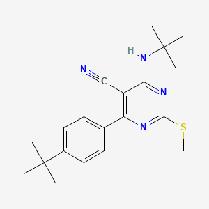 molecular formula C20H26N4S B7834728 4-(Tert-butylamino)-6-(4-tert-butylphenyl)-2-(methylthio)pyrimidine-5-carbonitrile 