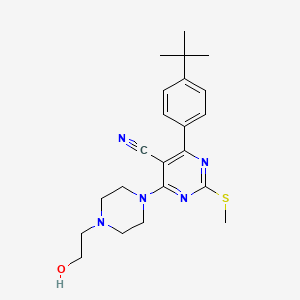 molecular formula C22H29N5OS B7834733 4-(4-Tert-butylphenyl)-6-[4-(2-hydroxyethyl)piperazin-1-yl]-2-(methylthio)pyrimidine-5-carbonitrile 