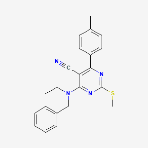 molecular formula C22H22N4S B7834738 4-[Benzyl(ethyl)amino]-6-(4-methylphenyl)-2-(methylthio)pyrimidine-5-carbonitrile 