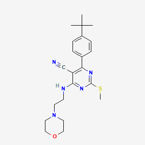 4-(4-Tert-butylphenyl)-2-(methylthio)-6-[(2-morpholin-4-ylethyl)amino]pyrimidine-5-carbonitrile