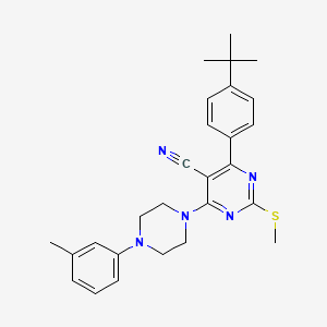 4-(4-Tert-butylphenyl)-6-[4-(3-methylphenyl)piperazin-1-yl]-2-(methylthio)pyrimidine-5-carbonitrile