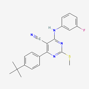 4-(4-Tert-butylphenyl)-6-[(3-fluorophenyl)amino]-2-(methylthio)pyrimidine-5-carbonitrile