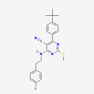 molecular formula C24H25FN4S B7834770 4-(4-Tert-butylphenyl)-6-{[2-(4-fluorophenyl)ethyl]amino}-2-(methylthio)pyrimidine-5-carbonitrile 