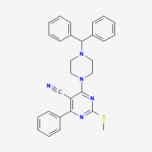 molecular formula C29H27N5S B7834779 4-[4-(Diphenylmethyl)piperazin-1-yl]-2-(methylthio)-6-phenylpyrimidine-5-carbonitrile 