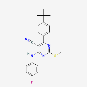4-(4-Tert-butylphenyl)-6-[(4-fluorophenyl)amino]-2-(methylthio)pyrimidine-5-carbonitrile
