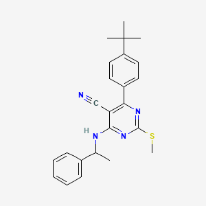 4-(4-Tert-butylphenyl)-2-(methylthio)-6-[(1-phenylethyl)amino]pyrimidine-5-carbonitrile