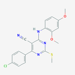4-(4-Chlorophenyl)-6-[(2,4-dimethoxyphenyl)amino]-2-(methylthio)pyrimidine-5-carbonitrile