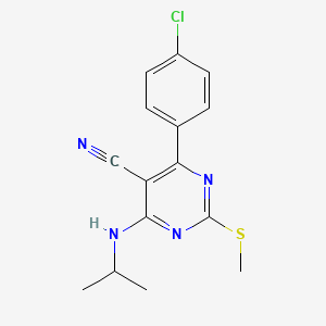 molecular formula C15H15ClN4S B7834829 4-(4-Chlorophenyl)-6-(isopropylamino)-2-(methylthio)pyrimidine-5-carbonitrile 